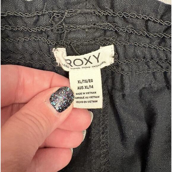 Roxy Women’s Black Linen Blend Wide Leg Pants Size XL Lightweight Breathable - Picture 3 of 6